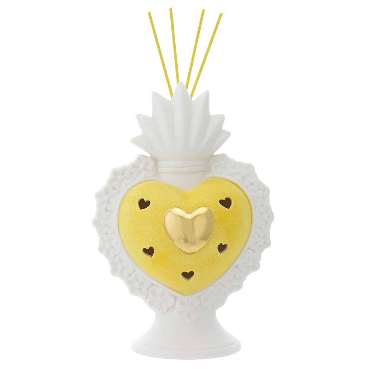 SACRO CUORE DIFFUSORE CON LED BIANCO & GIALLO H. 23